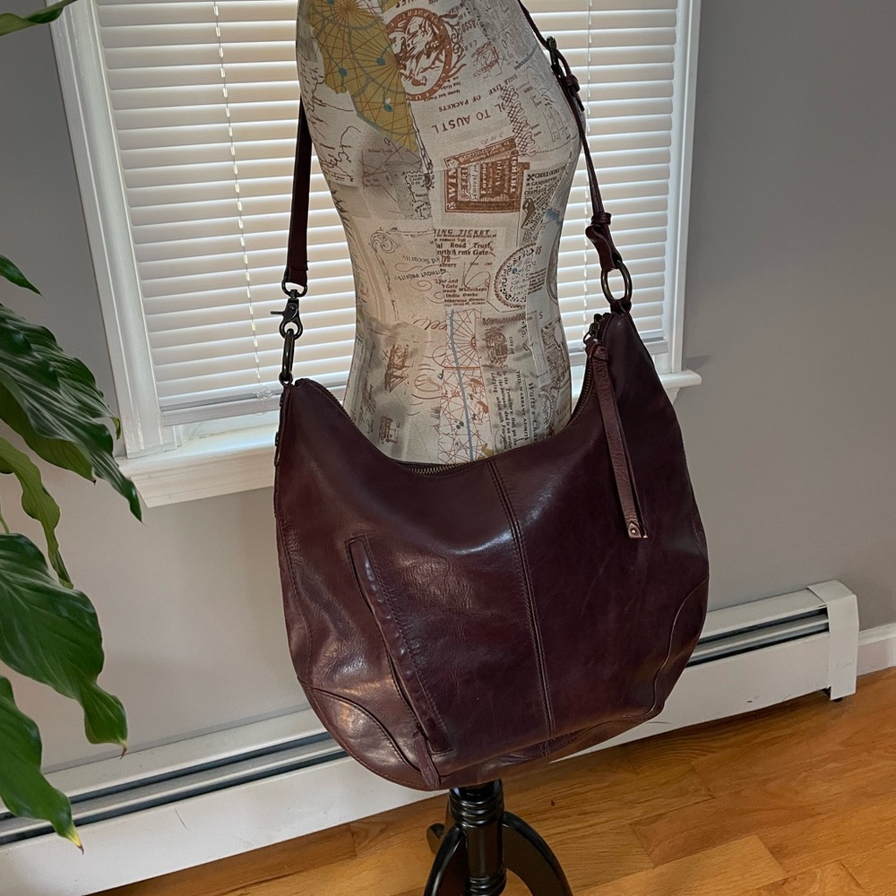 Frye Melissa Leather Scooped Hobo - burgundy